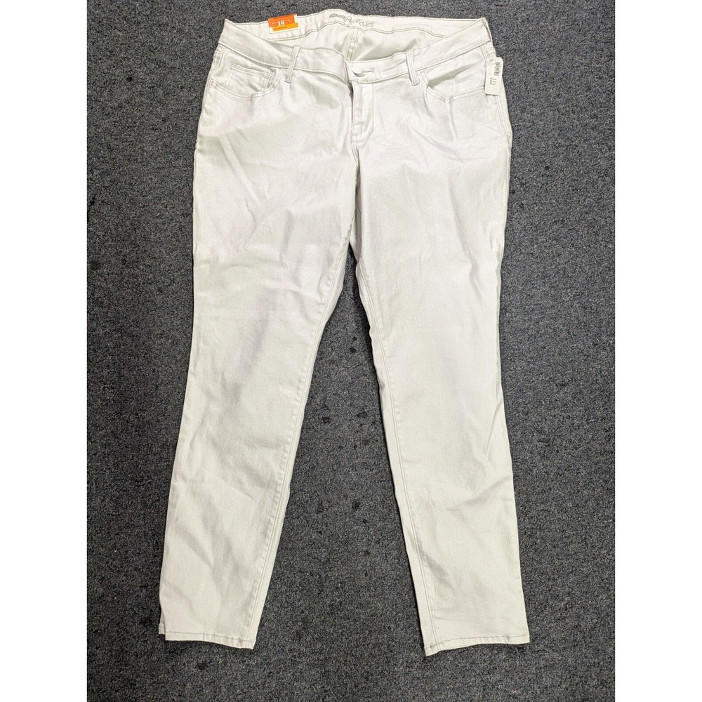 Old Navy The‎ ROCK STAR white silver shiny womens jeans super skinny 18 NWT